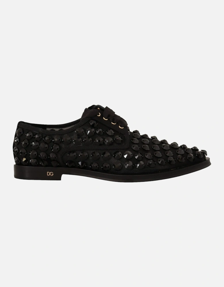 Dolce Gabbana Embellished Loafers Black Crystal Women Flats