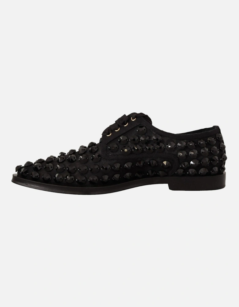 Dolce Gabbana Embellished Loafers Black Crystal Women Flats