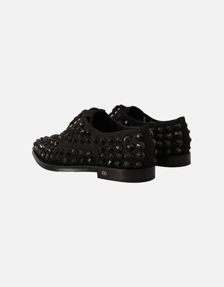 Dolce Gabbana Embellished Loafers Black Crystal Women Flats