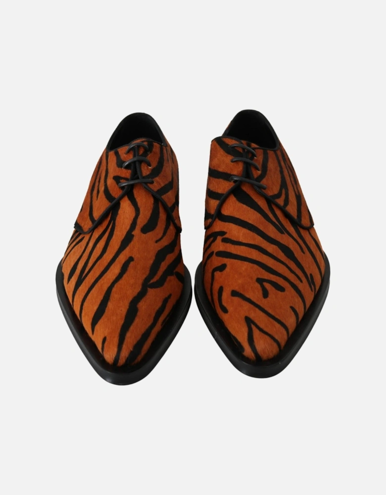 CN0079 AX995 Tiger Print Oxfords Women - Orange Flats