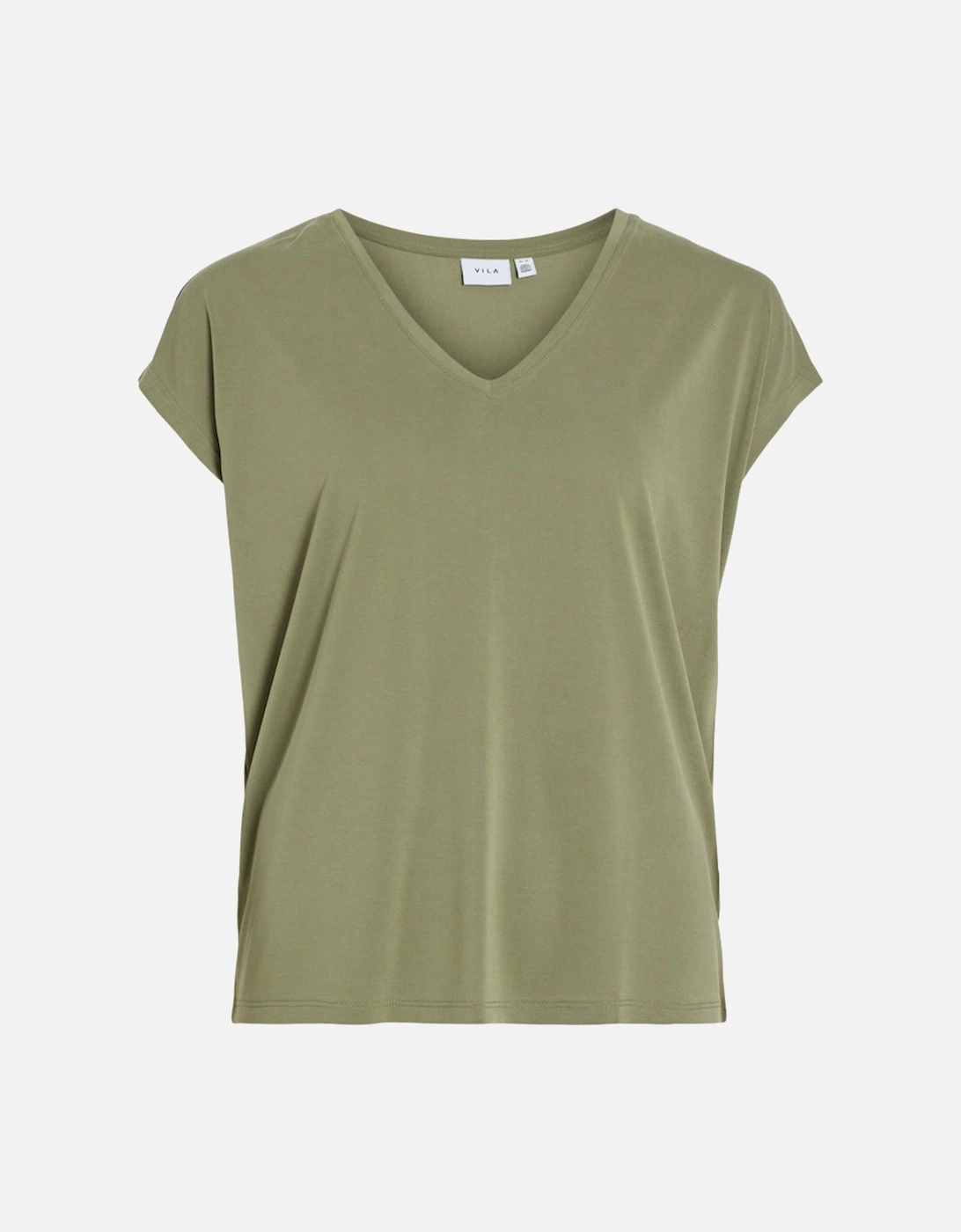 Modala V-Neck Short Sleeve Top Oil Green