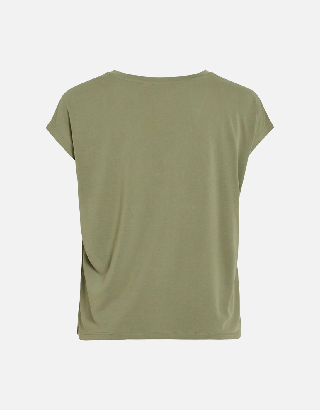 Modala V-Neck Short Sleeve Top Oil Green