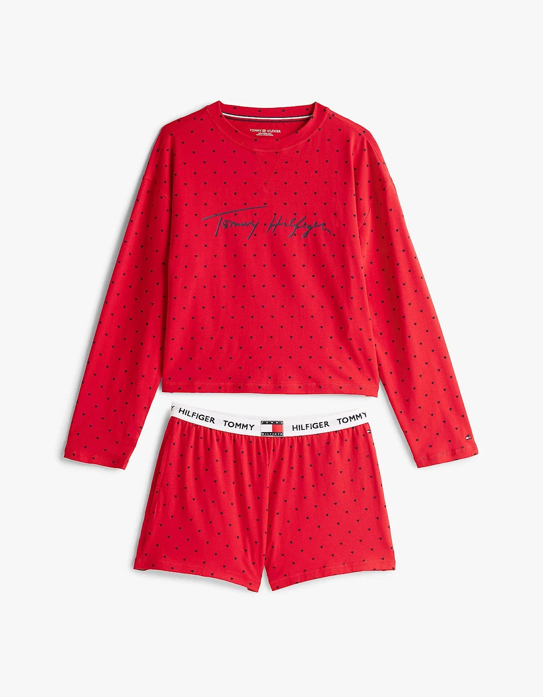 HERITAGE Womens Pyjama Set Hearts Primary Red Aop