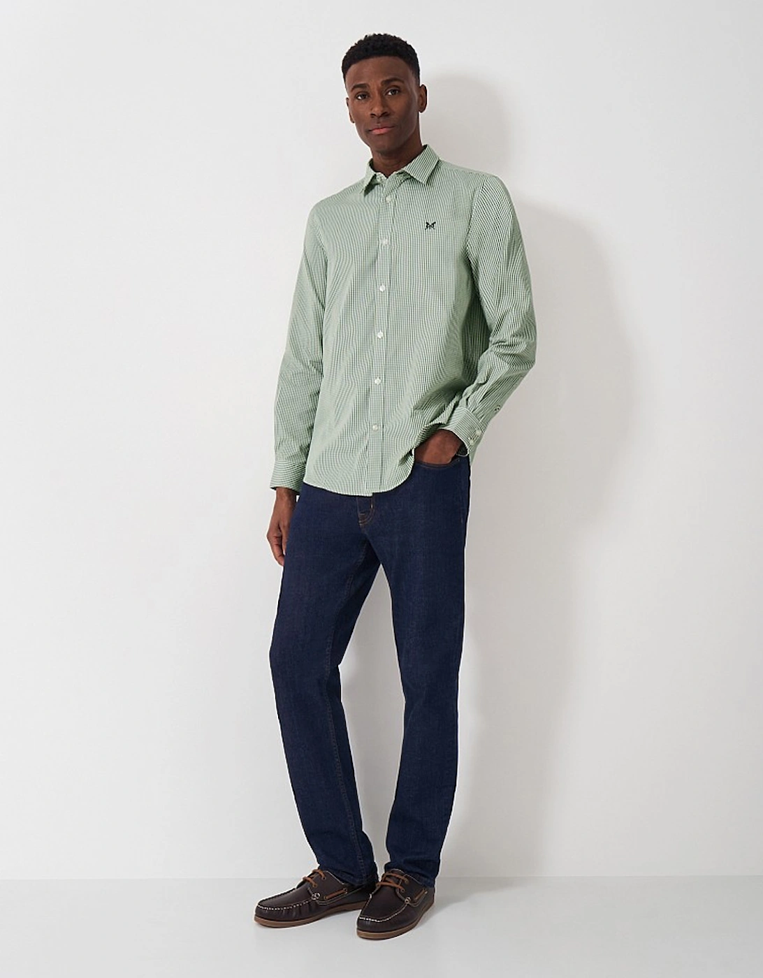 Men's Crew Classic Micro Gingham Shirt Artichoke/White