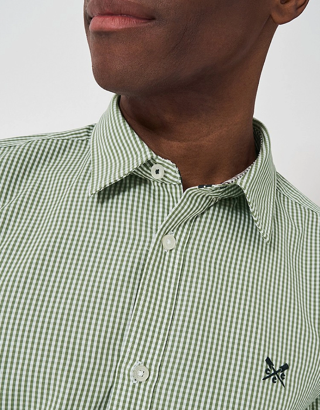 Men's Crew Classic Micro Gingham Shirt Artichoke/White