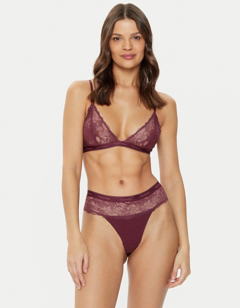 MODERN LACE Womens Bra & Thong Gift Set Mauve Wine