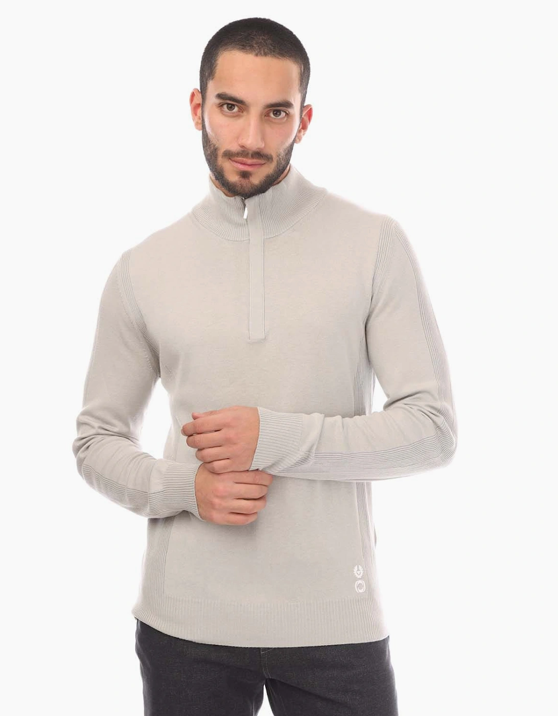 Belstaff Men's Cotton Silk Blend Challenger Sweater - Grey - Size: L