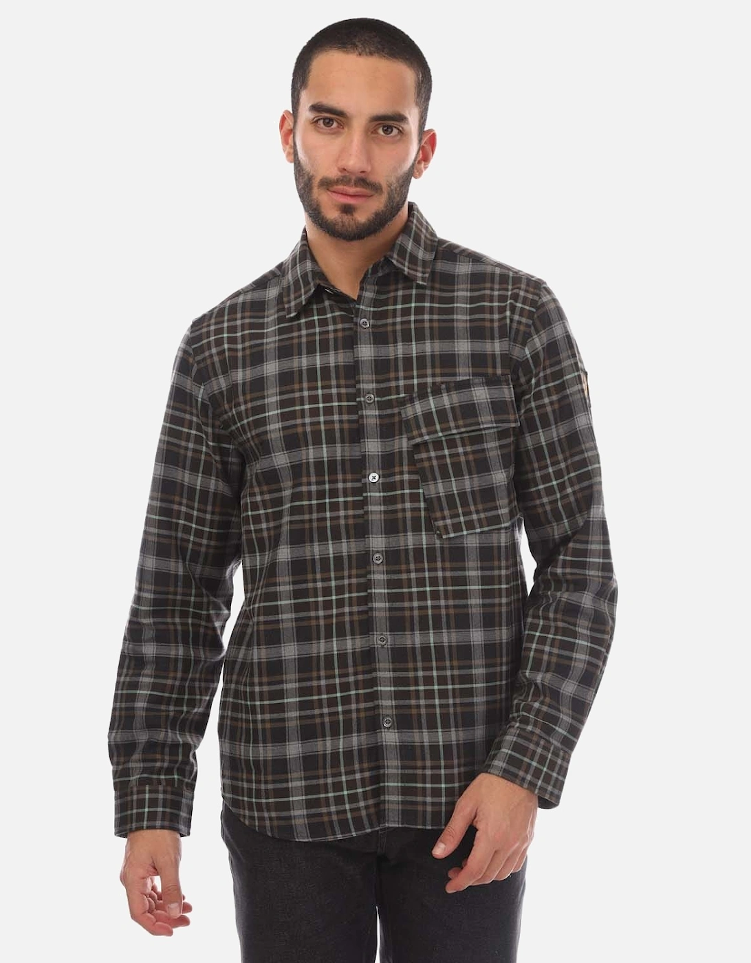 Belstaff Men's Shadow Plaid Cotton Scale Shirt - Grey - Size: Regular/36