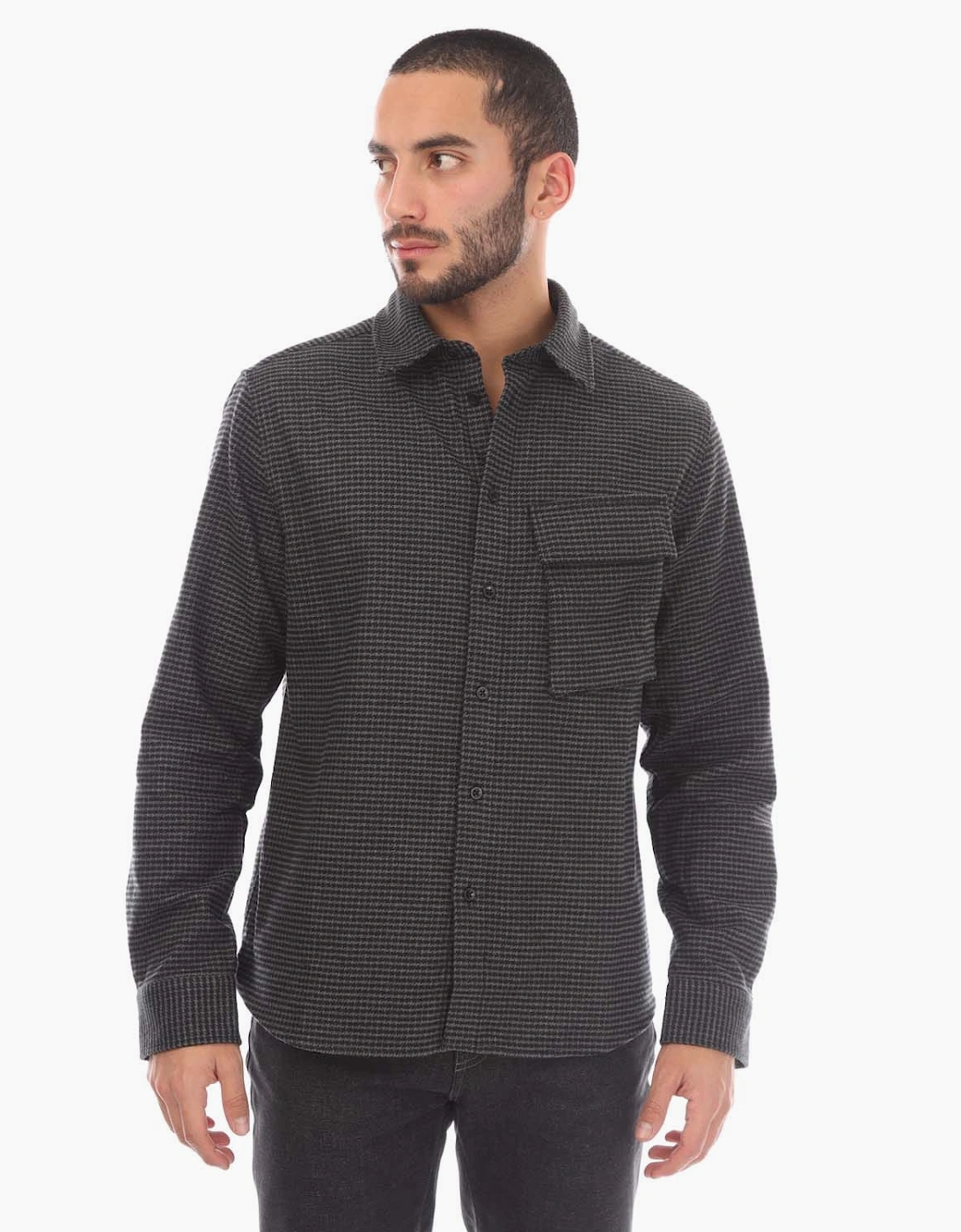 Belstaff Men's Black Cotton Houndstooth Scale Shirt - : 40/Regular L