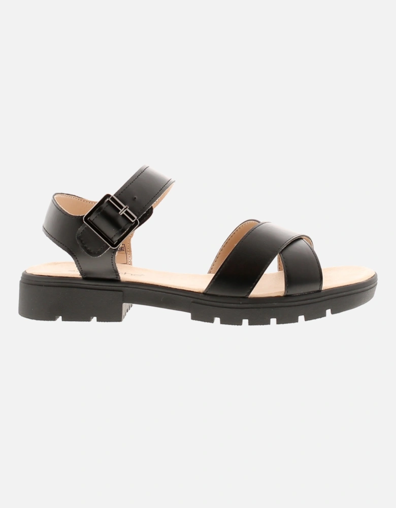 Womens Flat Sandals Cham Buckle black UK Size