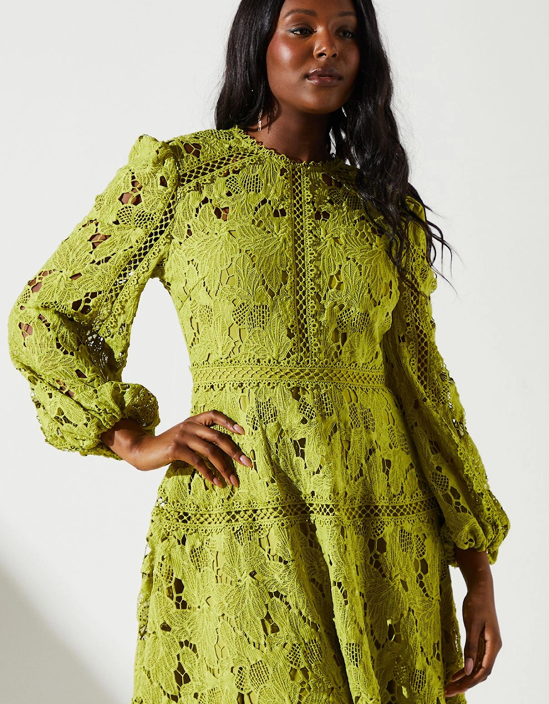 Lace Panelled Long Sleeve Dress