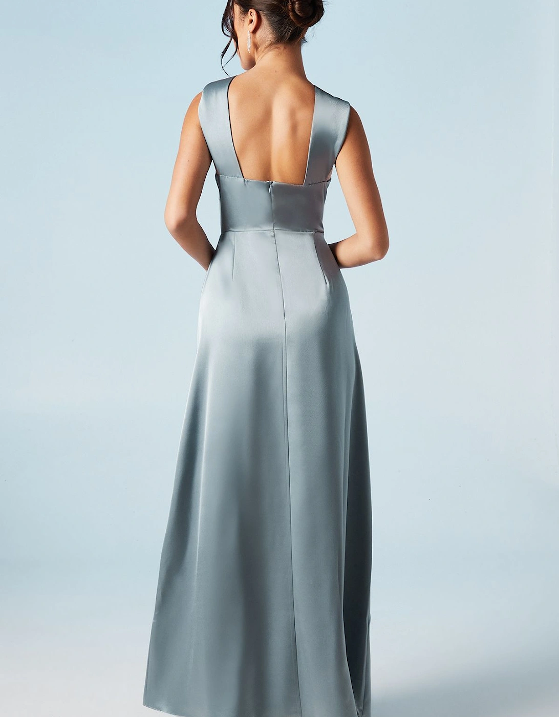 Twisted Halterneck Satin Maxi Dress