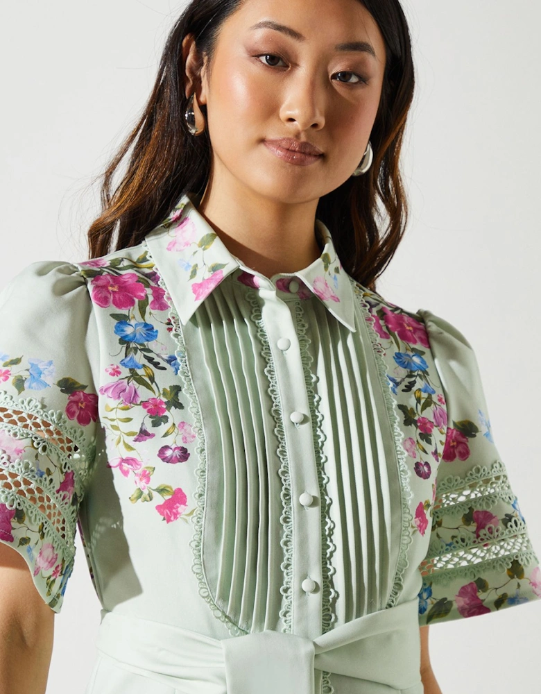 lace Trim Full Sleeve shirt Dress