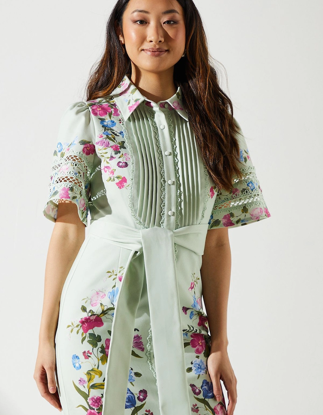 lace Trim Full Sleeve shirt Dress