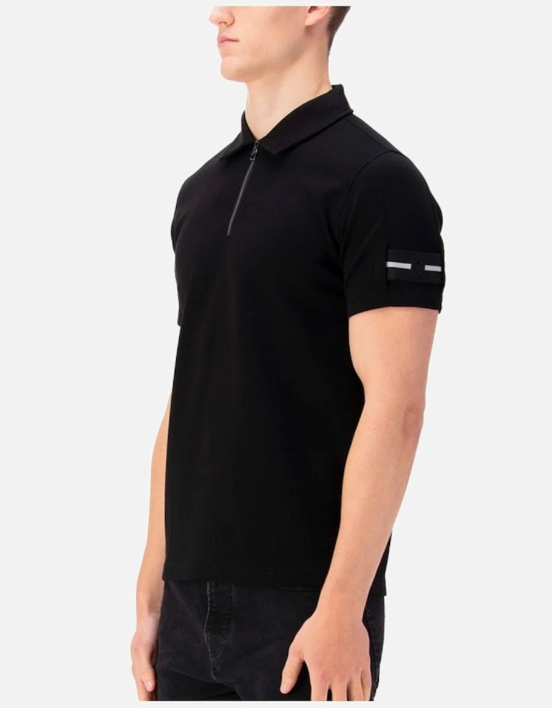 Luke Serg 1/4 Zip Polo Arm Detail Black