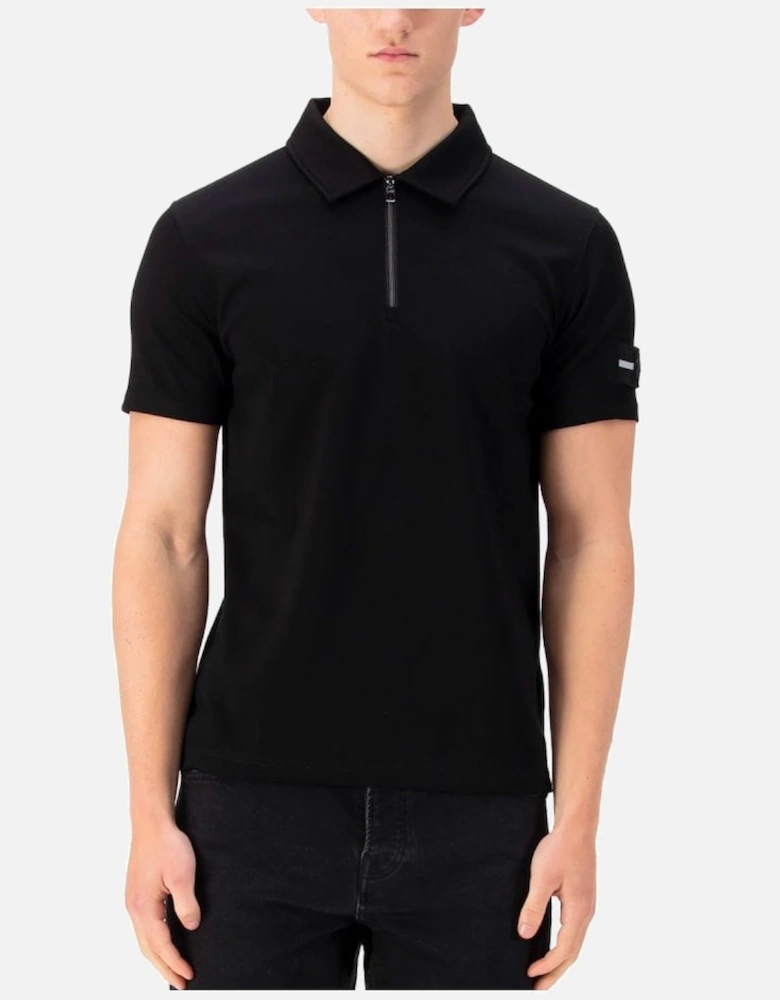 Luke Serg 1/4 Zip Polo Arm Detail Black