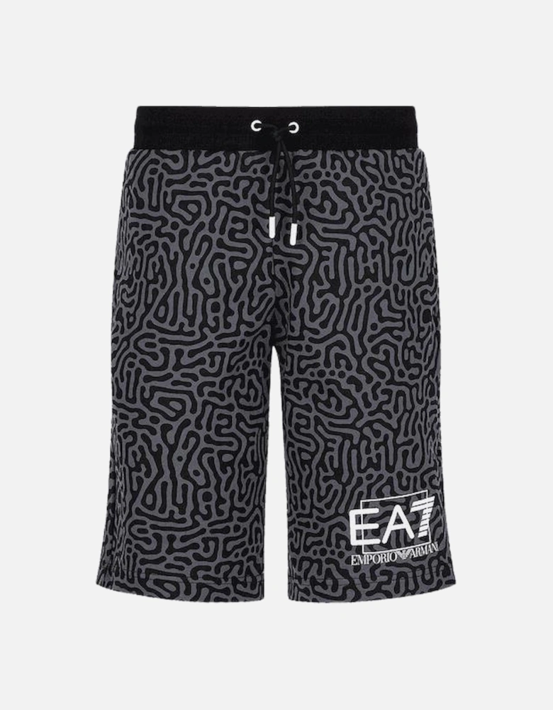 Cotton Camoflauge Logo Black Shorts