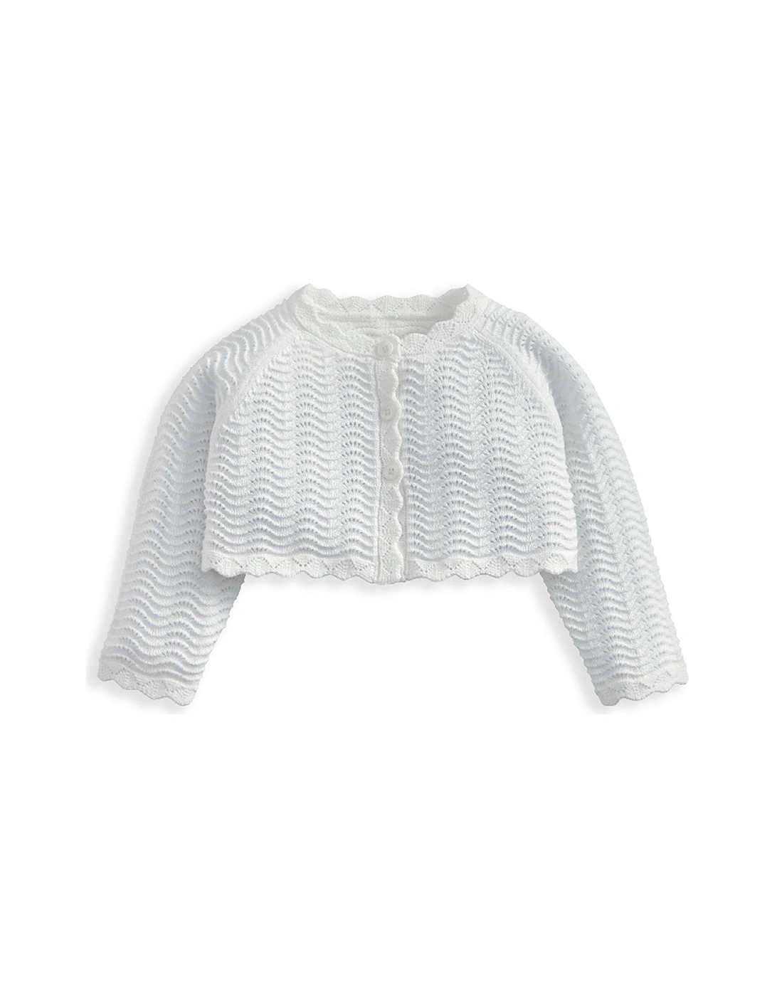 Baby Girls Wavy Stitch Bolero Cardigan - White, 2 of 1