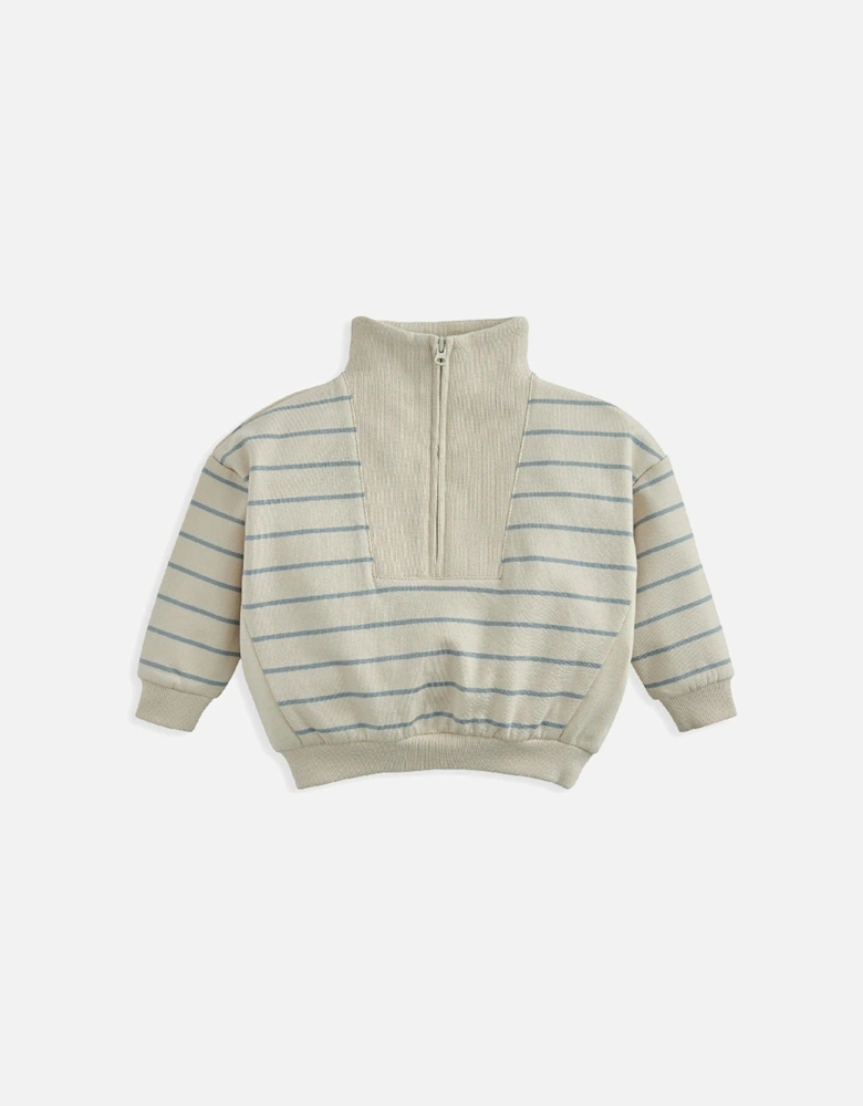 Baby Boys Stripe Funnel Neck Jumper - Blue