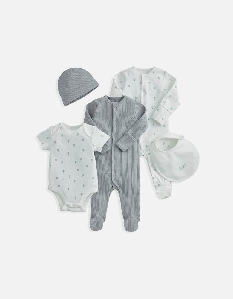 Baby Boys Hot Air Balloon 5 Piece Outfit Set - Blue