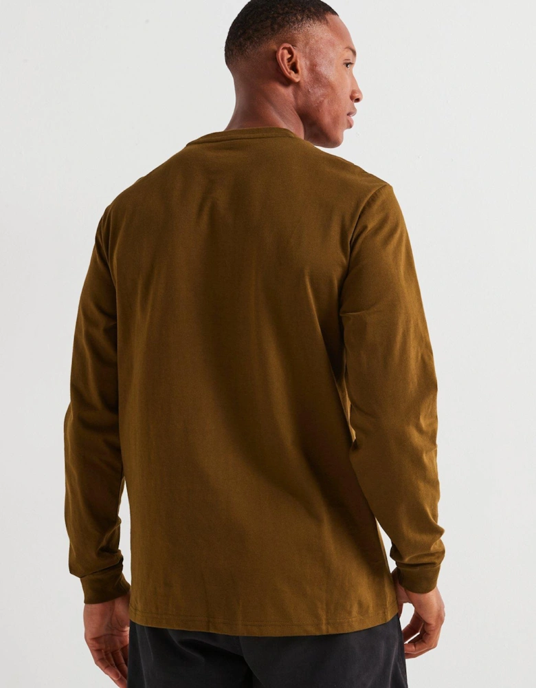 Standard Fit Left Chest Star Chev Emb Long Sleeve T-Shirt - Khaki