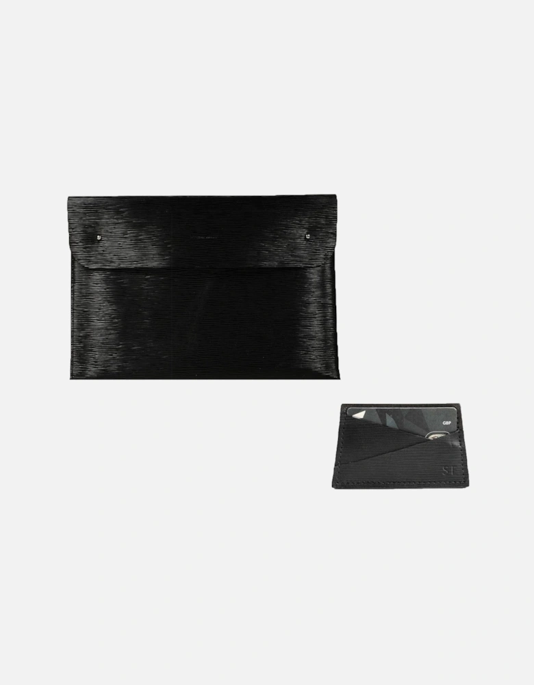 Laptop and Cardholder Gift Set - Black Wavy