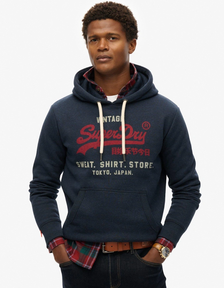 Vintage Logo Heritage Relaxed Hoodie-Navy