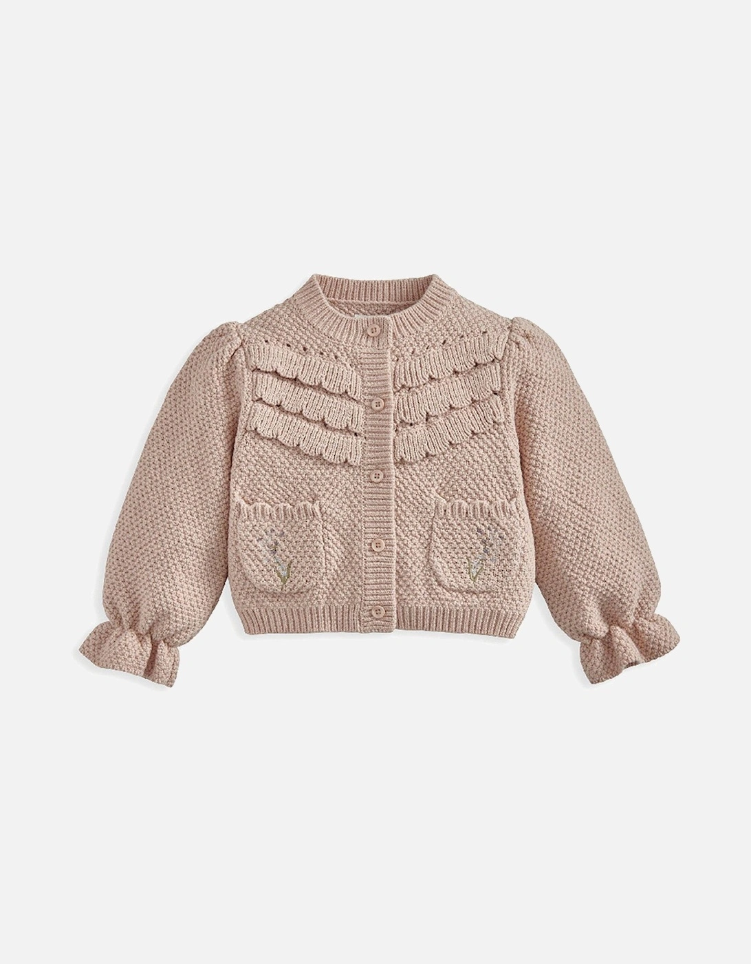 Baby Girls Embroidered Cardigan With Scallop Design - Pink, 2 of 1