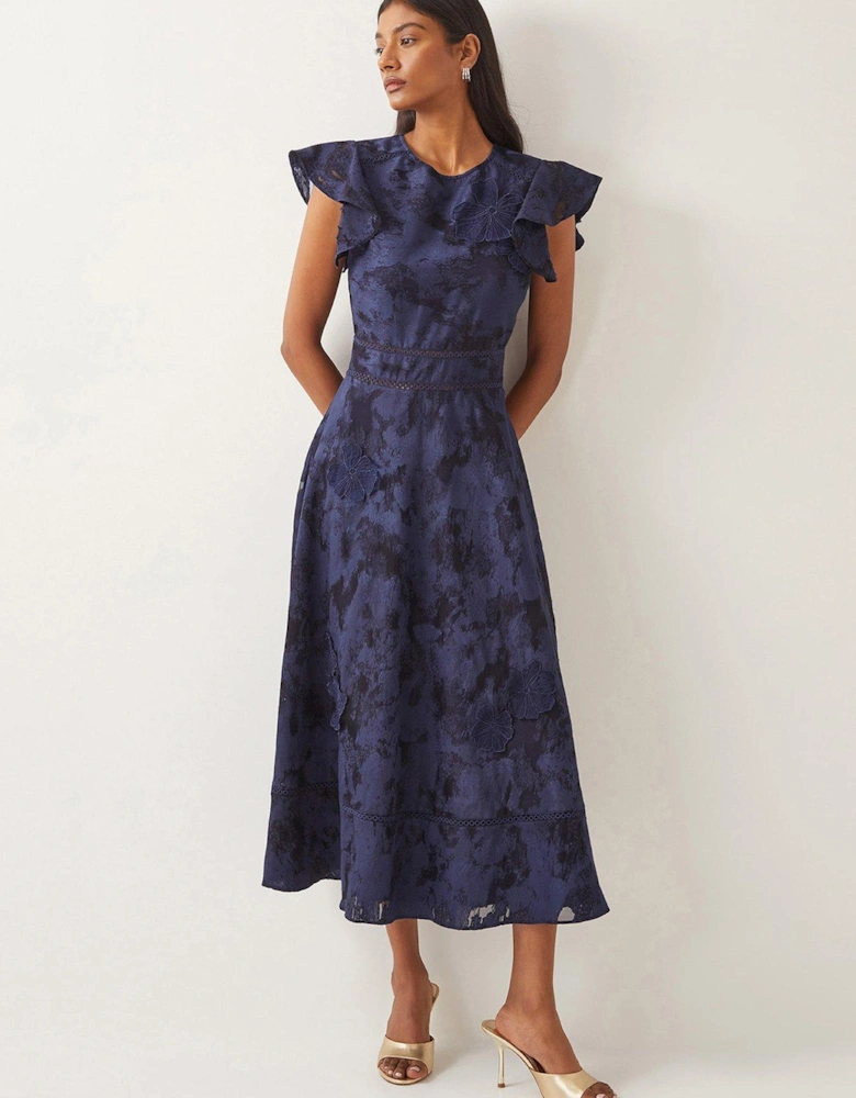 Josie Jacquard Dress - Navy