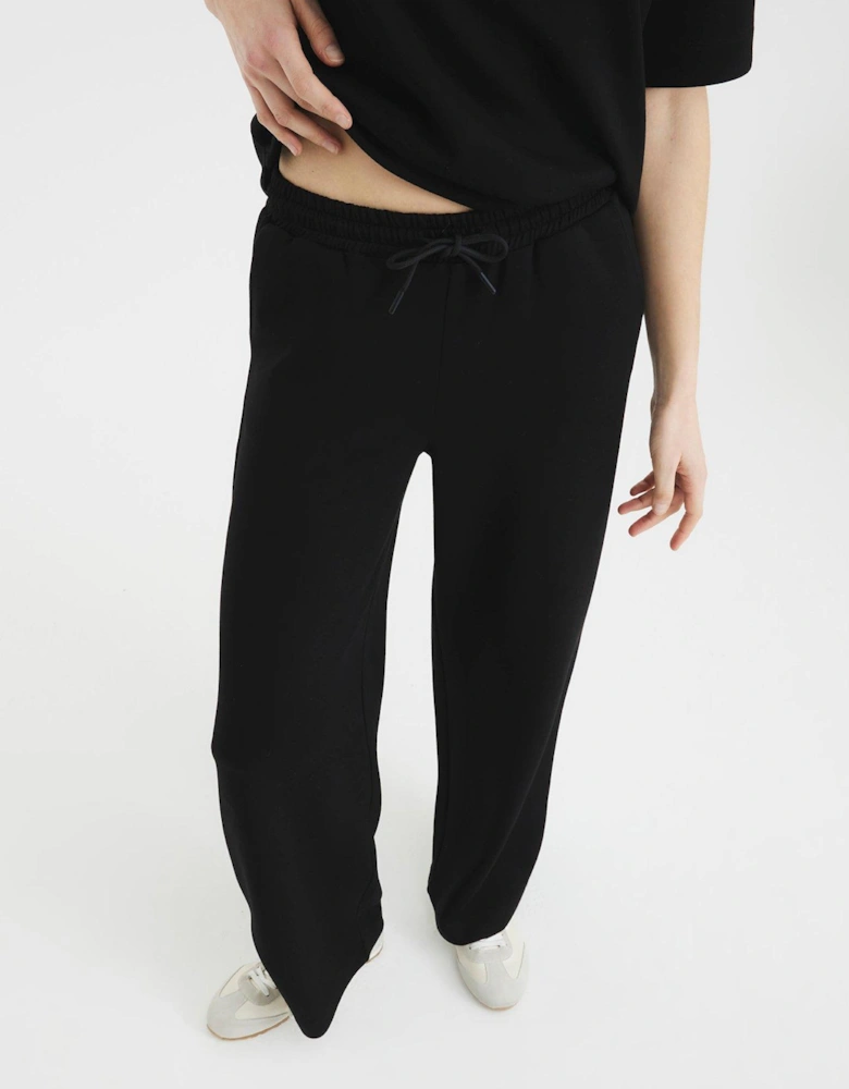 High Waist Wide Leg Jogging Bottom - Black