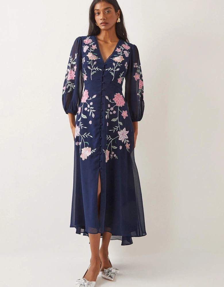 Emani Tea Dress - Navy