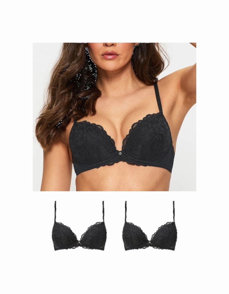 Sexy Lace Padded Plunge 2pp Black A-G Cup