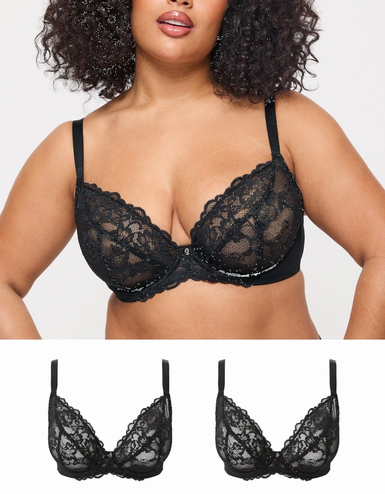 Sexy Lace Non Pad Fb Plunge 2pp Black DD+