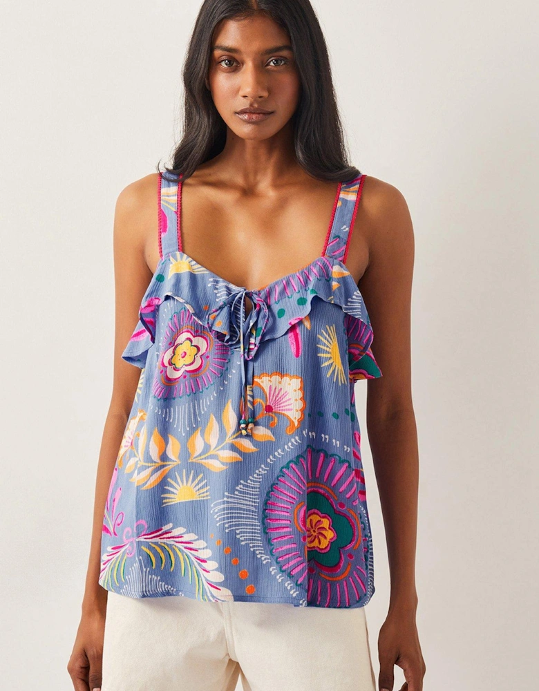 Monika Frill Floral Print Cami Top - Blue