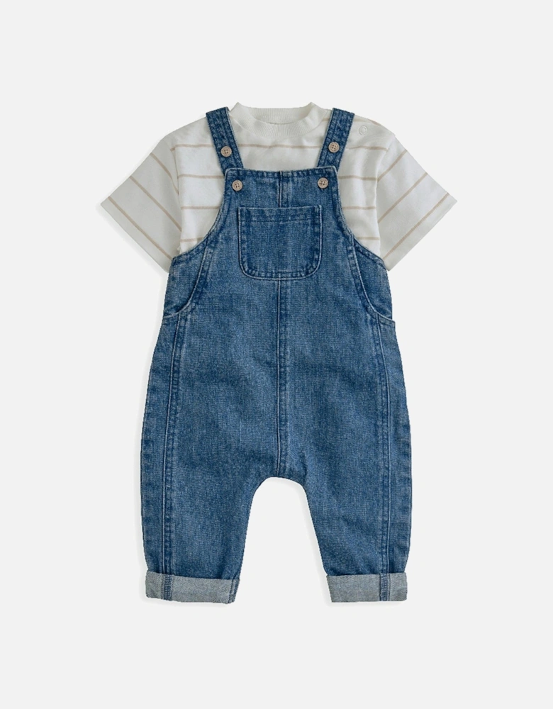 Baby Boys 2 Piece T-Shirt & Denim Dungaree Set - Blue