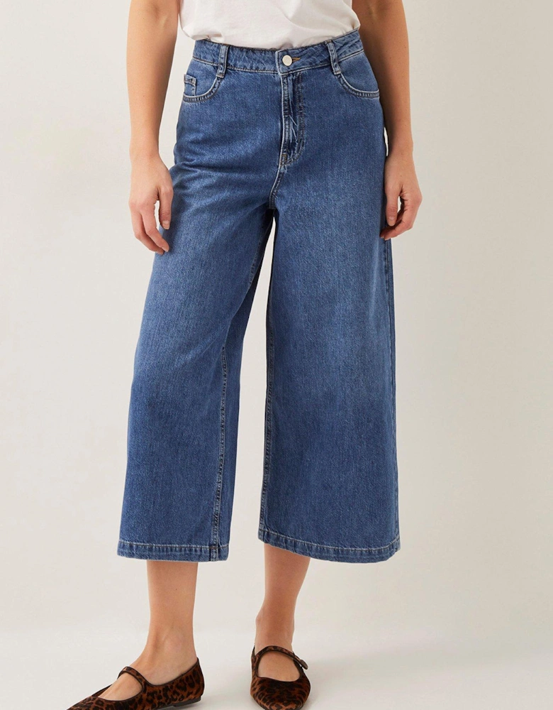 Jenna Wide Leg Crop Jean - Blue