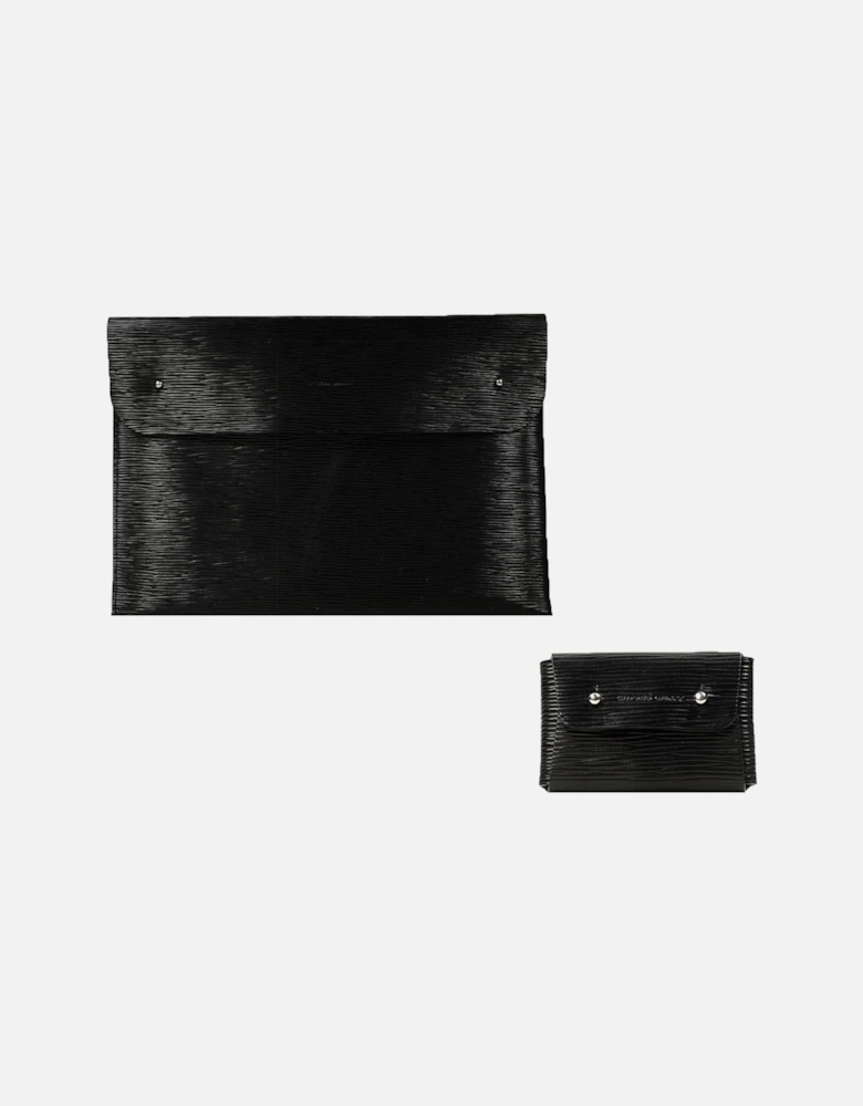 Laptop Case and Kuai Small Pouch - Black Wavy