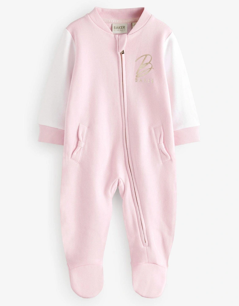 Baby Girls Varsity Sleepsuit - Pink