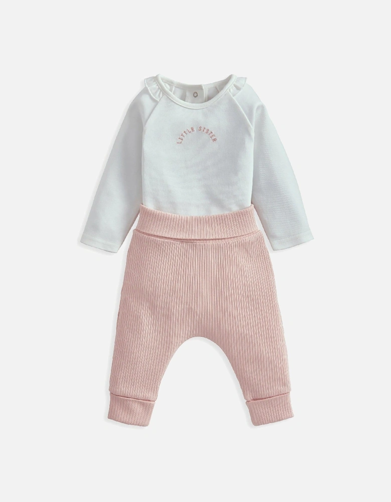 Baby Girls 2 Piece Little Sister Bodysuit & Leggings Set - Pink