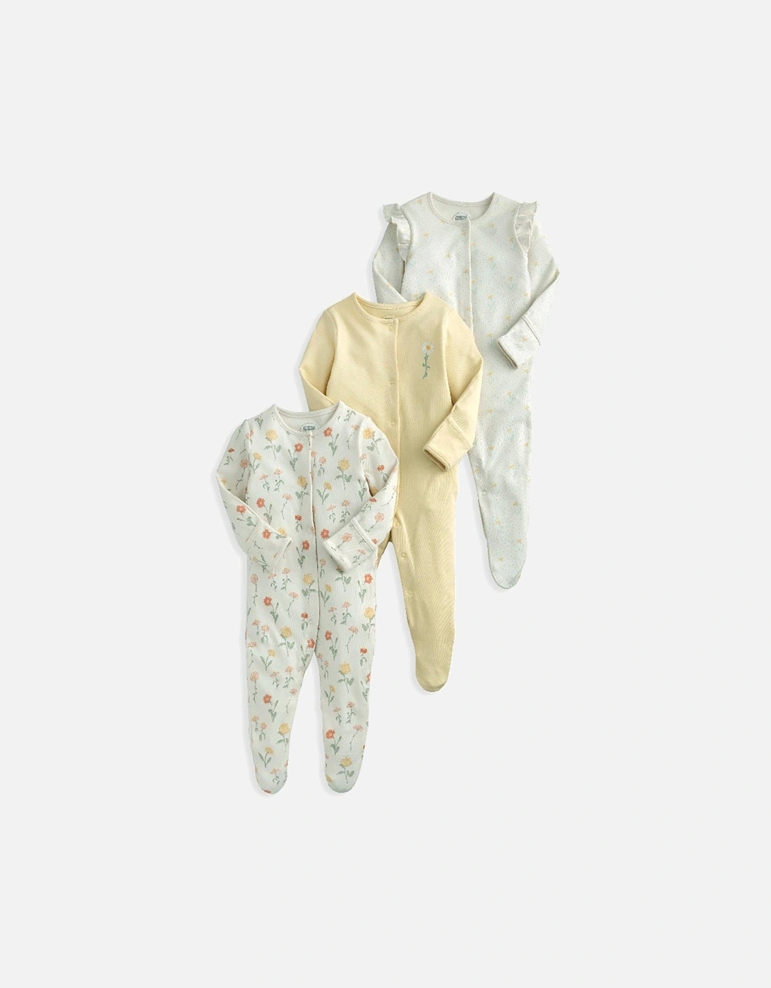 Baby Girls 3 Pack Healing Florals Sleepsuits - Yellow, 2 of 1