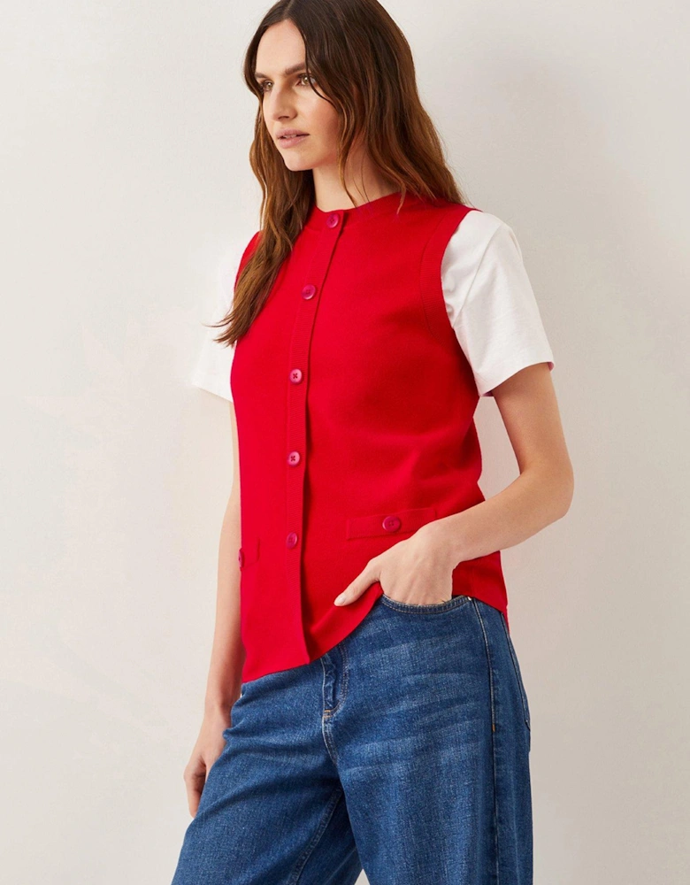 Shaw Sleeveless Knit Jumper - Red