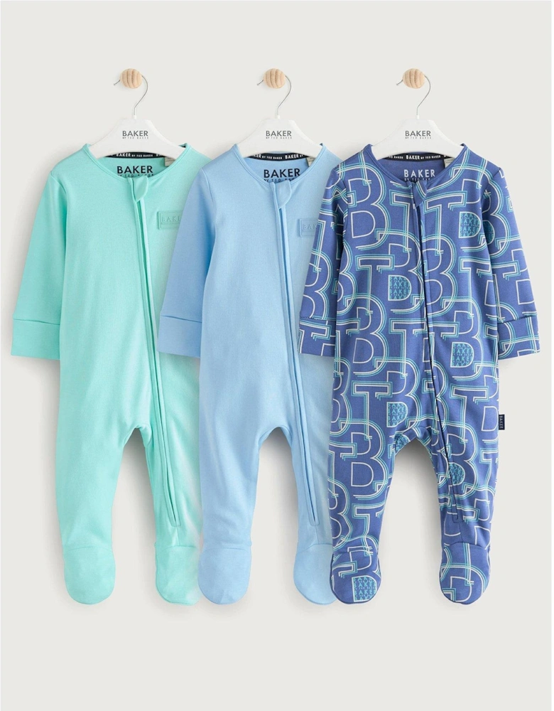 Baby Boys 3 Pack Sleepsuit - Multi