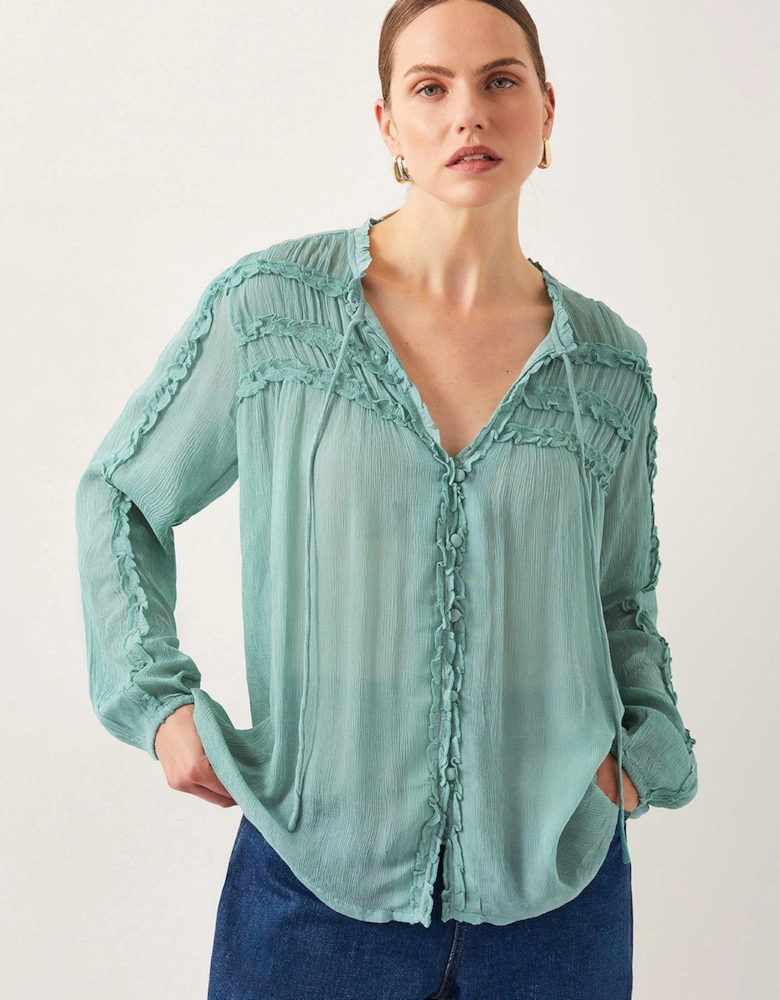 Juliet Ruffle Blouse - Green