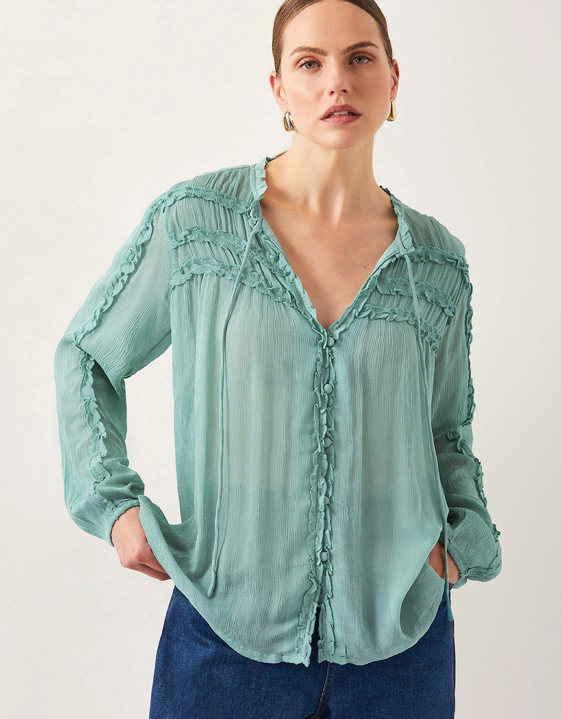 Juliet Ruffle Blouse - Green, 2 of 1