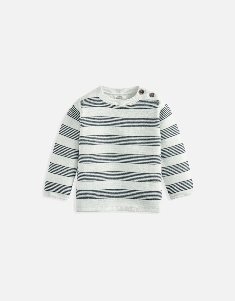 Baby Boys Stripe Knit Jumper - White