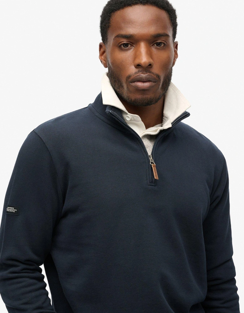 Core Logo Henley Half Zip Sweat Top-Navy