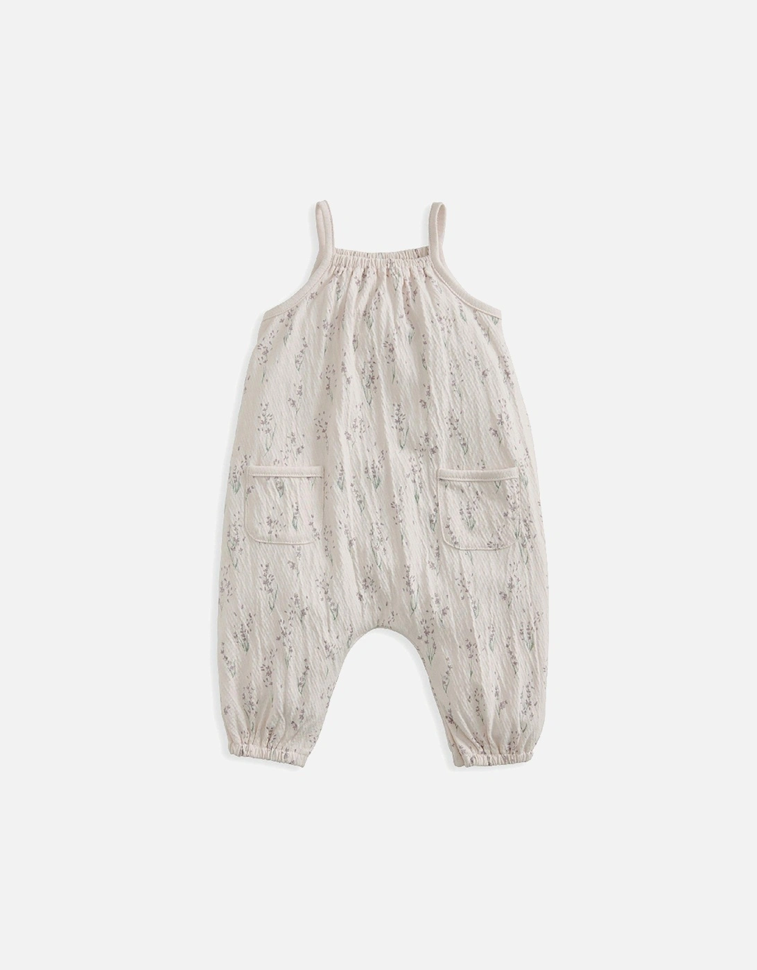 Baby Girls Lavender Print Oversized Romper - Cream, 2 of 1