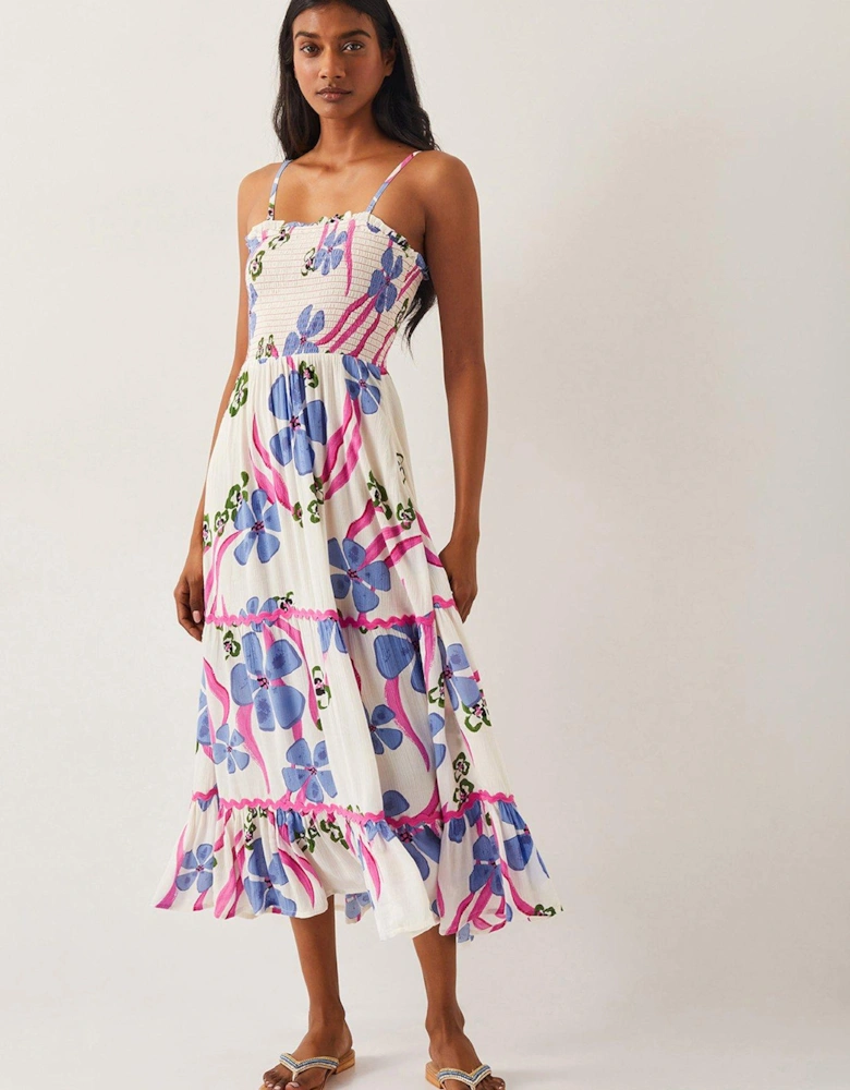 Fiona Floral Bandeau Midi Dress - Ivory