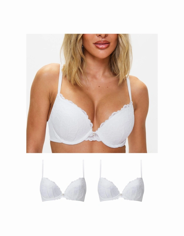 Sexy Lace Padded Plunge 2pp White A-G Cup