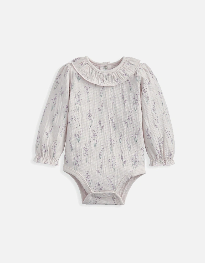 Baby Girls Lavender Print Bodysuit - Cream